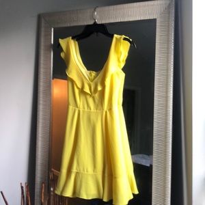 NWT Yellow ruffle neckline dress